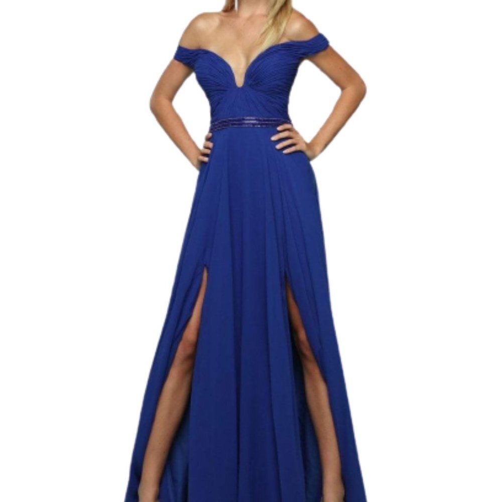 NWT Zoey Grey 31170 Prom Dress Chiffon Blue Size 6